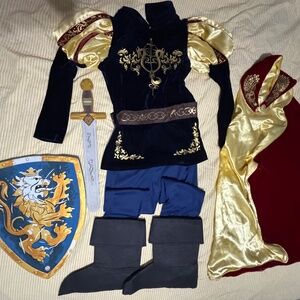 Disney Prince Charming Royal Knight Costume Top Cape pants boot toppers sword